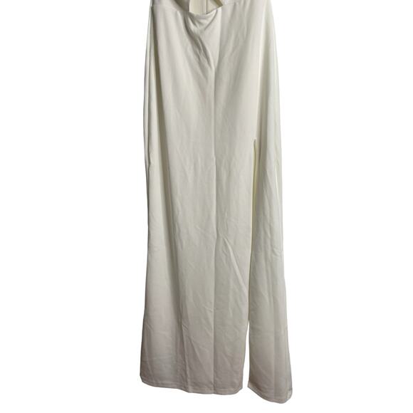 Nookie Bliss Cut Out Gown Maxi Dress One Shoulder Cut-Out Front High Slit Large - Picture 13 of 14